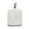 Non-Tarnish 304 Stainless Steel Pendants, Rectangle with Alphabet, Letter.L, 30x20x1.5mm, Hole: 3x6mm