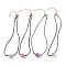 Faceted Natural Dyed Gemstone Pendant Necklaces, with Waxed Cotton Cords, Brass Round Beads and 304 Stainless Steel Lobster Claw Clasps, 15-1/8 inch(38.5cm)