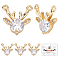 10Pcs Christmas Brass Micro Pave Cubic Zirconia Pendants, Long-Lasting Plated, Elk Christmas Reindeer/Stag, Real 18K Gold Plated, 12.5x12x3.5mm, Hole: 1mm