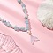 Natural Aquamarine Chip & Imitaton Round Pearl Beaded Adjustable Necklaces, Summer Sparkle Glass Fish Tail Pendant Necklaces for Women, 16.14~24.80 inch(41~63cm)