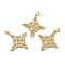 Rack Plating Brass Pave Cubic Zirconia Pendants, Lead Free & Cadmium Free, Real 18K Gold Plated, Long-Lasting Plated, Rhombus Charm, Clear, 30x30.5x3mm, Hole: 4x3.5mm