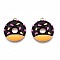 Brass Enamel Pendants, Nickel Free, Golden, Doughnut, Black, 17x15.5x3mm, Hole: 1.2mm