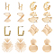 8 Pairs 8 Style Gingko Leaf & Fan & Spiral & Trapezoid Alloy Dangle Stud Earrings for Women, Golden, 23.5~70mm, Pin: 0.7~1mm, 1 Pair/style