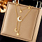 304 Stainless Steel Cubic Zirconia Pendant Necklaces, with Shell, Golden, Moon, 15.75 inch(40cm)