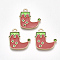 Alloy Pendants, Cadmium Free & Lead Free, with Enamel, Christmas Sock, Light Gold, Red, 22x21x1mm, Hole: 2mm