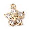 Eco-Friendly Rack Plating Brass Micro Pave Cubic Zirconia Charms, Long-Lasting Plated, Lead Free & Cadmium Free, Flower, Real 18K Gold Plated, 11x9x3.5mm, Hole: 1.2mm