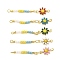 Glass Seed Beads Flower Links Connector Charms, Cadmium Free & Nickel Free & Lead Free, with Rack Plating Real 18K Gold Plated Brass Enamel Findings, Mixed Color, 36.5mm, Hole: 1.2mm and 1.6mm