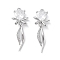 Glass Pendants, with Brass Findings, Heart with Bowknot Charm, Real Platinum Plated, 26x9.5x3mm, Hole: 1.2mm