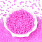Transparent Frosted Colours Glass Seed Beads, Donut, Magenta, 4.1x2.2~2.8mm, Hole: 1~1.2mm, about 9000pcs/pound