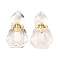 Natural Quartz Crystal Perfume Bottle Pendants, with 304 Stainless Steel Findings, Faceted, Hexagon Bottle Charms, Golden, 28~29.5x16~17x7~8mm, Hole: 1.4mm