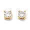 Brass Micro with Single Clear Zirconia Beads, Cadmium Free & Nickel Free & Lead Free, Flat Round, Real 18K Gold Plated, 3x3x3.5mm, Hole: 0.9x1.5mm