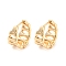 Brass Hoop Earrings, Hollow Horn, Light Gold, 15.5x9mm
