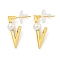 Ion Plating(IP) 304 Stainless Steel Stud Earrings, Round Imitation Pearl Jewelry for Women, V-shaped, Real 14K Gold Plated, 26x6mm