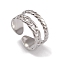 Non-Tarnish 304 Stainless Steel Cuff Rings, Hollow Out Chain Element Wide Band Ring for Women, Stainless Steel Color, 10mm, Inner Diameter: 17.6mm