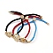 Adjustable Nylon Twisted Cord Slider Bracelets Sets, Link Bracelets, with Brass Micro Pave Cubic Zirconia Links and Brass Beads, Hamsa Hand, Golden, Mixed Color, Inner Diameter: 1/4~2-3/8 inch(0.7~6cm), 3pcs/set