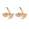 Brass Micro Pave Clear Cubic Zirconia Stud Earrings Findings, for Half Drilled Bead, Nickel Free, Flower, Real 18K Gold Plated, 16x14.5mm, Pin: 0.8mm, Pin: 0.8mm(for Hald Drilled Beads)