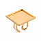 201 Stainless Steel Cuff Pad Ring Settings, Laser Cut, Square, Golden, Tray: 25x25mm, US Size 7 1/4(17.5)~US Size 8(18mm)