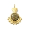 Heart Natural Unakite Pendants, with Ion Plating(IP) Golden Tone 304 Stainless Steel Findings, Fan Charm, 21.5~22x15x5.5mm, Hole: 3mm