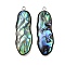 304 Stainless Steel Pave Natural Paua Shell Pendants, Stainless Steel Color, Oval, 37.5x13x4mm, Hole: 1.8mm