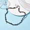 Natural Tiger Eye Chip Beaded Necklace, Stainless Steel Color, 15.94~15.98 inch(40.5~40.6cm)