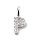 925 Sterling Silver with Cubic Zirconia Charms, Letter, Letter P, 10x4x1.5mm, Hole: 2.5x1.5mm