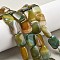 Natural Banded Agate Beads Strands, Dyed & Heated, Rectangle, Olive, 18x13x5mm, Hole: 1mm, about 10~11pcs/strand, 7.28''~7.87''(18.5~20cm)