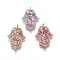 Brass Micro Pave Cubic Zirconia Links, Hamsa Hand/Hand of Fatima/Hand of Miriam, Colorful, Mixed Color, 28x18x4mm, Hole: 1.2mm