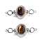 Brass Magnetic Clasps, Cadmium Free & Nickel Free & Lead Free, with Natural Tiger Eye, Oval, Saddle Brown, Platinum, 34x13.5x9.5mm, Hole: 1.1mm