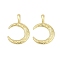 Brass Pendants, Moon, Cadmium Free & Lead Free, Rack Plating, Long-Lasting Plated, Real 18K Gold Plated, 28.5x20x2.5mm, Hole: 3x6mm