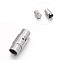 Tarnish Resistant 304 Stainless Steel Column Locking Tube Magnetic Clasps, Stainless Steel Color, 18x7.5mm, Hole: 5mm