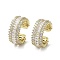 Brass with Clear Cubic Zirconia Open Cuff Rings, Long-Lasting Plated, Golden, US Size 7 1/4(17.5mm)