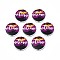 Halloween Printed Natural Wood Beads, Flat Round with Word Welcome, Purple, 19~20x5.9mm, Hole: 2~2.2mm