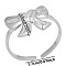 Non-Tarnish 304 Stainless Steel Bowknot Open Cuff Ring for Women, Adjustable Sweet Luxury Jewelry, Stainless Steel Color, Inner Diameter: 17mm