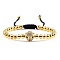 Adjustable Sweet and Cool Couples Brass Micro Pave Cubic Zirconia Leopard Braided Bead Bracelets for Women, Golden