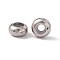 201 Stainless Steel Beads, with Rubber Inside, Slider Beads, Rondelle, Stainless Steel Color, 9x4.5mm, Hole: 3mm