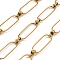 304 Stainless Steel Rectangle Link Chains, Soldered, with Spool, Ion Plating(IP), Real 18K Gold Plated, 26x9x1mm, 10m/roll