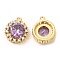Brass and Clear Cubic Zirconia Pendants, Cadmium Free & Nickel Free & Lead Free, Flat Round, Real 18K Gold Plated, 14x12x5.5mm, Hole: 1.2mm