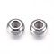 304 Stainless Steel Beads, with Rubber, Slider Beads, Rondelle, Stainless Steel Color, 8x4mm, Rubber Hole: 2mm