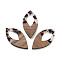 Walnut Wood with Resin Pendant, Oval, Coconut Brown, 47.5x24x3.5mm, Hole: 2mm