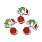 Ball Single Face Printed Wood Pendants, Christmas Charms, Others, 50x35.5x2.6mm, Hole: 2mm