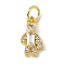Brass Micro Pave Cubic Zirconia Charms, Cadmium Free & Lead Free, with Jump Rings, Boy Charms, Real 18K Gold Plated, 12.5x6.5x2.5mm, Hole: 3.4mm