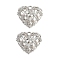 Brass Micro Pave Cubic Zirconia Pendants, Heart, Real Platinum Plated, 15.5x17.5x5.5mm, Hole: 1.8mm