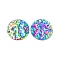 Ion Plating(IP) 304 Stainless Steel Pendants, Hammered Flat Round Charms, Rainbow Color, 29.5x2.5mm, Hole: 2.5mm