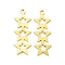 Brass Pendants, Cadmium Free & Lead Free, Star Charm, Long-Lasting Plated, Real 24K Gold Plated, 24.5x9x0.6mm, Hole: 1.5mm