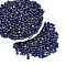 Picasso Baking Paint Glass Seed Beads, Round, Medium Blue, 4~4.5mm, Hole: 1mm, about 4500pcs/pound