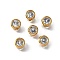 201 Stainless Steel Rhinestone Beads, Flat Round, Crystal, Real 18K Gold Plated, 6x4mm, Hole: 1.4mm
