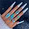 5Pcs 5 Style Synthetic Turquoise Finger Ring Sets for Women, Boho Alloy Stackable Rings, Bolt Lightning & Oval, Inner Diameter: 15~18mm, 1Pc/style