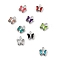 Glass Charms, Butterfly, with Brass Findings, Long-Lasting Plated, Platinum, 8.5x7x2mm, Hole: 1mm
