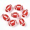 Handmade Polymer Clay Beads, Rugby, Tomato, 10.5x6.5x4.5mm, Hole: 1.4mm