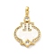 Natural Shell Pendants, with with Clear Cubic Zirconia and Golden Brass Findings, Lantern, White, 30x18.5x2.5mm, Hole: 5x3.5mm